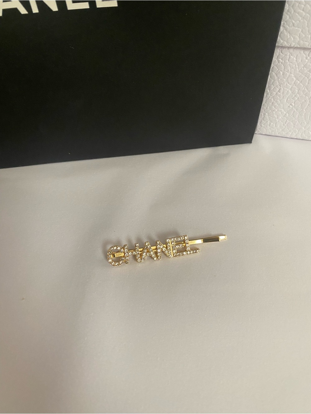 Chanel Gold Crystal Logo Hair Clip - Picture 6 of 6
